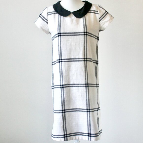 Cherokee Ivory and Black Plaid Collared Preppy Knee-Length Dress Girl's 14-16 - Picture 1 of 8